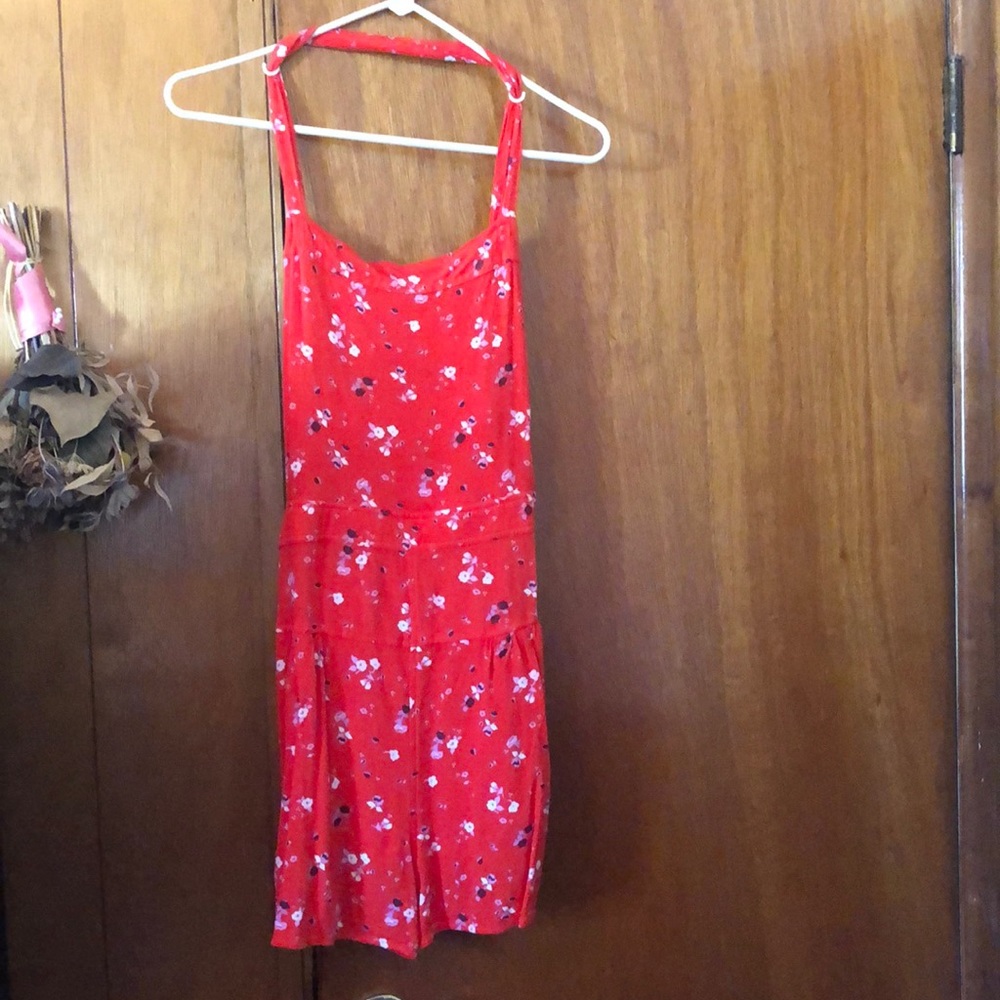 Free People Red Floral Romper Size L